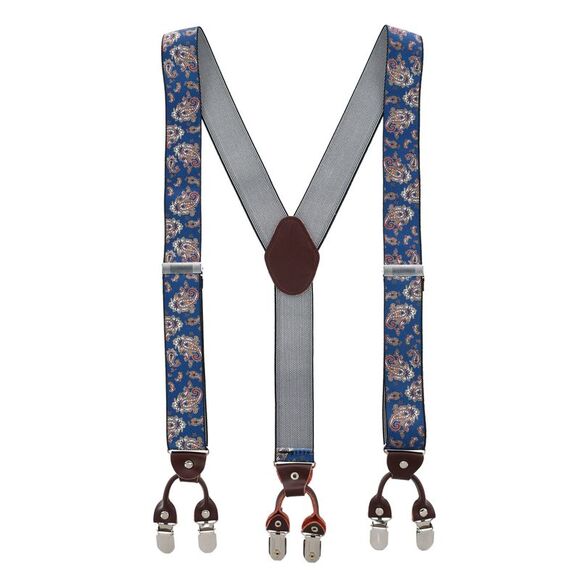 CTM Men's 1.375 Inch Wide Paisley Print Double Clip-End Suspenders - Picture 1 of 3